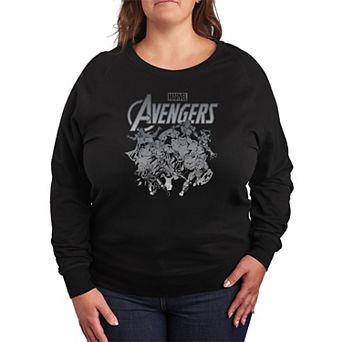 Plus Size Marvel Avengers Group French Terry Long Sleeve Tee