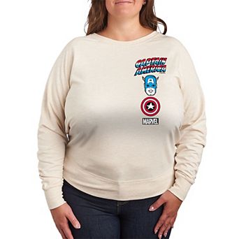 Plus Size Marvel Captain America Icons French Terry Long Sleeve Tee