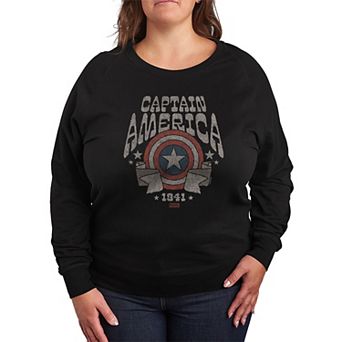 Plus Size Marvel Captain America Vintage Band French Terry Long Sleeve Tee
