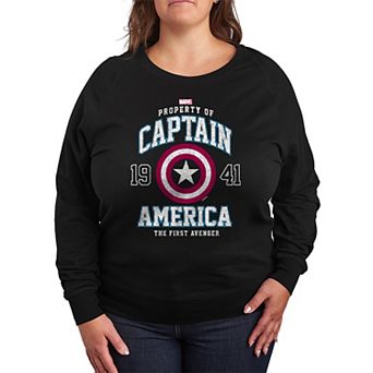 Plus Size Marvel Captain America Collegiate French Terry Long Sleeve Tee