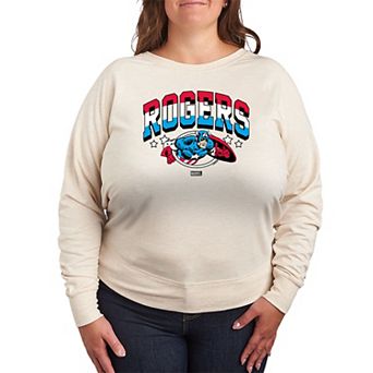 Plus Size Marvel Captain America Rogers French Terry Long Sleeve Tee