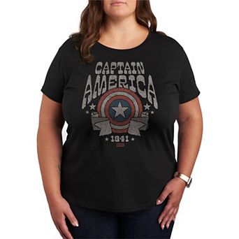 Plus Size Marvel Captain America Vintage Band Graphic Tee