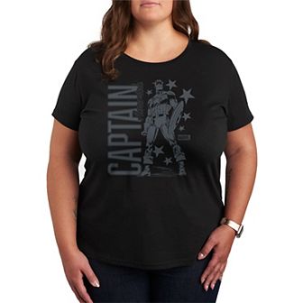 Plus Size Marvel Captain America Monochrome Graphic Tee