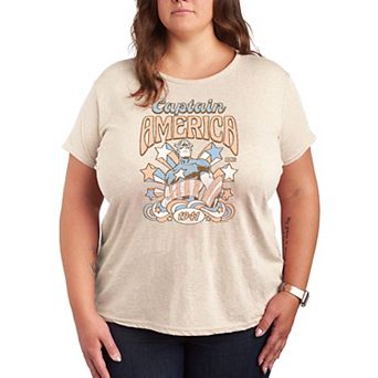 Plus Size Marvel Captain America Retro Americana Graphic Tee
