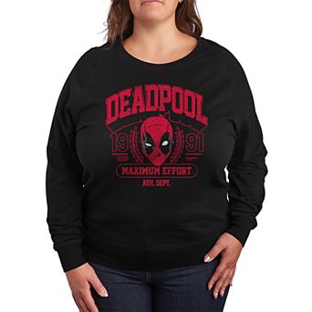 Plus Size Marvel Deadpool Retro Collegiate French Terry Long Sleeve Tee