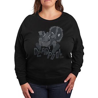 Plus Size Marvel Deadpool Monochrome French Terry Long Sleeve Tee