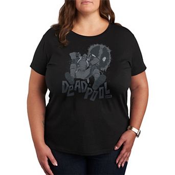 Plus Size Marvel Deadpool Monochrome Graphic Tee