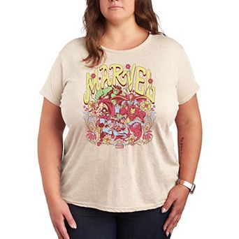 Plus Size Marvel Vintage Floral Graphic Tee