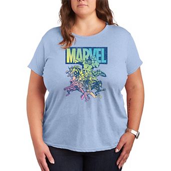 Plus Size Marvel Group Rainbow Graphic Tee