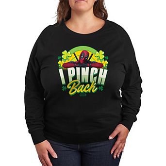 Plus Size Marvel Deadpool I Pinch Back French Terry Long Sleeve Tee