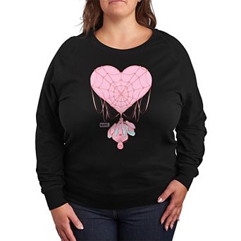 Plus Size Marvel Spider-Man Heart Web French Terry Long Sleeve Tee