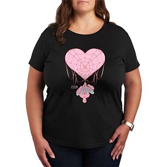 Plus Size Marvel Spider-Man Heart Web Graphic Tee