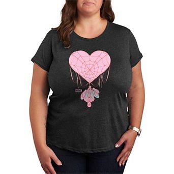 Plus Size Marvel Spider-Man Heart Web Graphic Tee