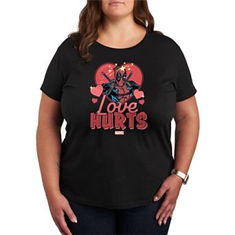 Plus Size Marvel Deadpool Love Hurts Graphic Tee