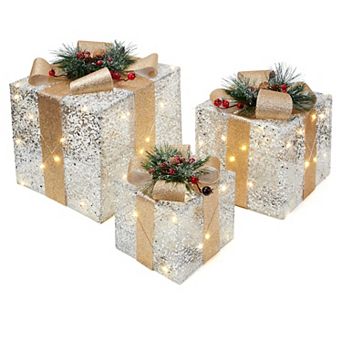 Set of 3 Christmas Lighted Gift Boxes