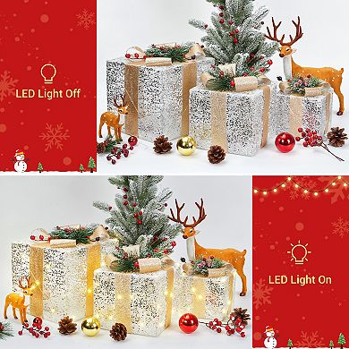 Set of 3 Christmas Lighted Gift Boxes