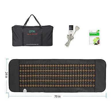 UTK 70" x 24" Tourmaline Stone Infrared Pain Relief Heating Mat w/ Remote