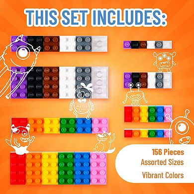 Toy Building Block Starter Kit, Vibrant Colors, 156 Pieces