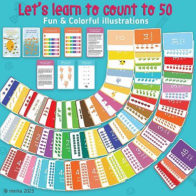 Math Counting Flashcards For Toddlers - Number Flash Cards 0-50 Counting