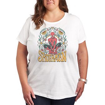 Plus Size Marvel Spider-Man Vintage Florals Graphic Tee