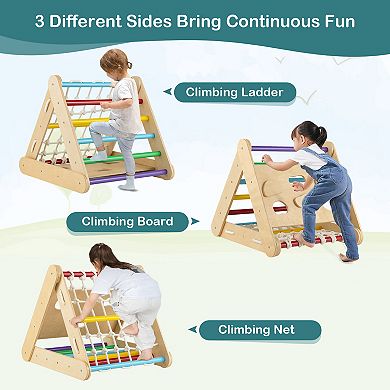 4 in 1 Triangle Climber Toy with Sliding Board and Climbing Net