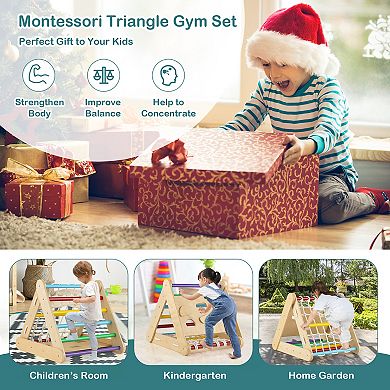 4 in 1 Triangle Climber Toy with Sliding Board and Climbing Net