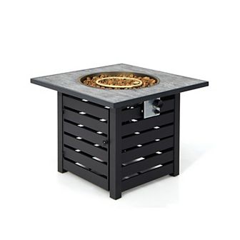 Square Propane Fire Pit Table With Lava Rocks And Rain Cover