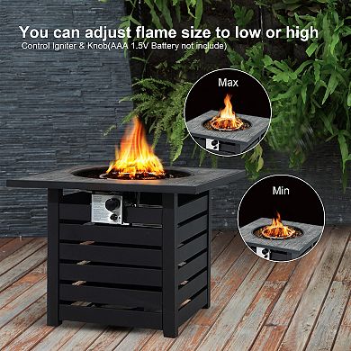 Square Propane Fire Pit Table With Lava Rocks And Rain Cover