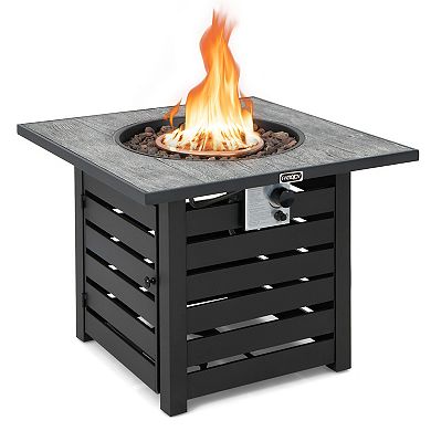 Square Propane Fire Pit Table With Lava Rocks And Rain Cover