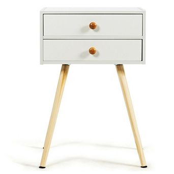 Midcentury Modern Bedside Table with 2 Drawers