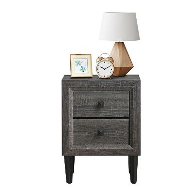 Multipurpose Retro Bedside Nightstand with 2 Drawers