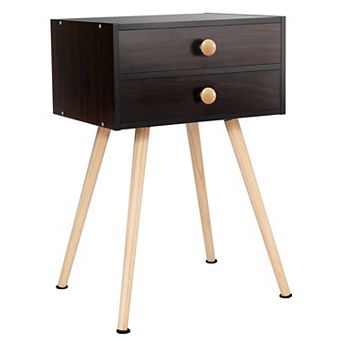 Midcentury Modern Bedside Table with 2 Drawers