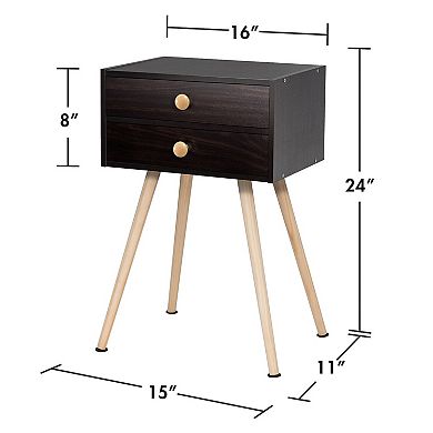 Midcentury Modern Bedside Table with 2 Drawers