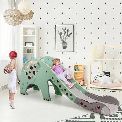 3-in-1 Kids Climber Slide Play Set with Basketball Hoop