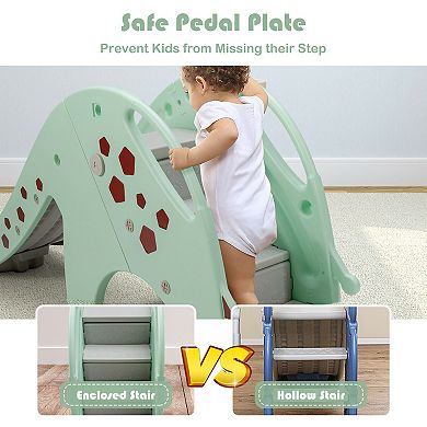 3-in-1 Kids Climber Slide Play Set with Basketball Hoop