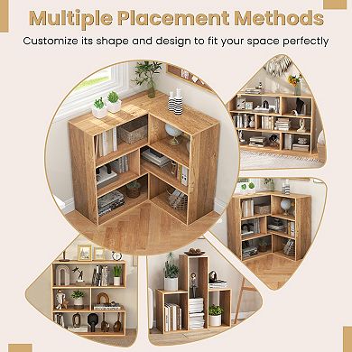 Convex Bookshelf 3-shelf Open Bookcase Room Organizer