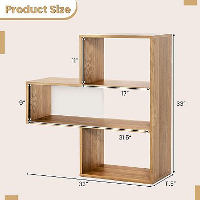 Convex Bookshelf 3-shelf Open Bookcase Room Organizer