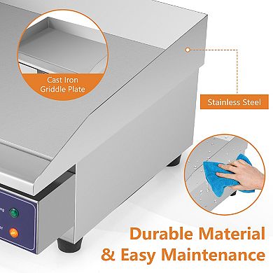 Commercial Electric Griddle with 122℉-572℉ Adjustable Temperature Control