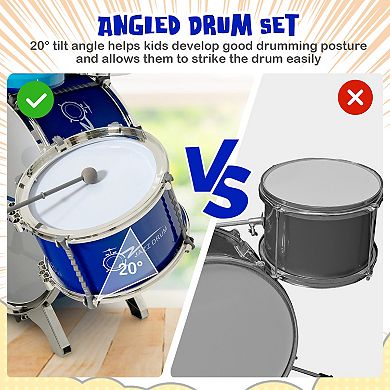 Kids Jazz Drum Keyboard Set with Stool and Microphone Stand