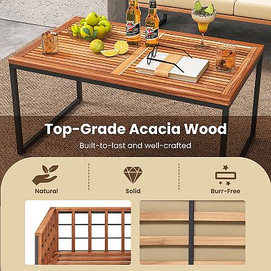 4 Pieces Acacia Wood Outdoor Sofa Set