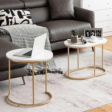 Modern Nesting Coffee Table Set Of 2-white