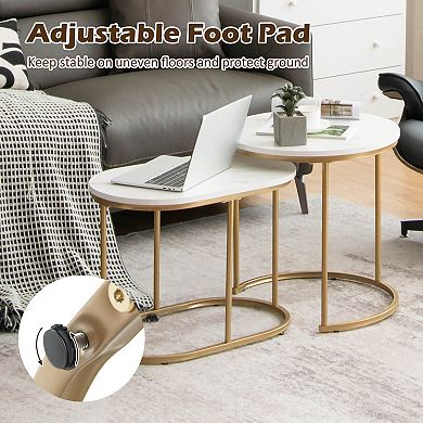 Modern Nesting Coffee Table Set Of 2-white