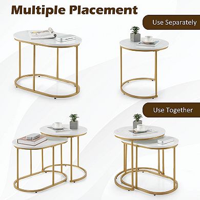 Modern Nesting Coffee Table Set Of 2-white