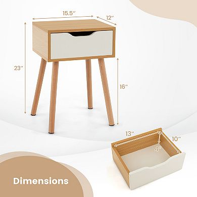 Modern Nightstand with Storage Drawer for Bedroom Living Room