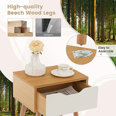 Modern Nightstand with Storage Drawer for Bedroom Living Room