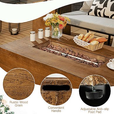 Outdoor Gas Fire Pit Table 48 x 27 Inch 50000 BTU With Cover