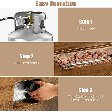 Outdoor Gas Fire Pit Table 48 x 27 Inch 50000 BTU With Cover