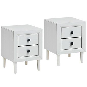 2 pc Multipurpose Retro Nightstand Set with 2 Drawers