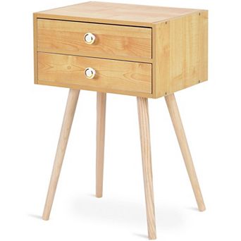 Midcentury Modern Bedside Table with 2 Drawers