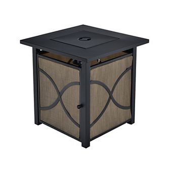 25 Inch 40000 Btu Propane Fire Pit Table With Lid And Fire Glass